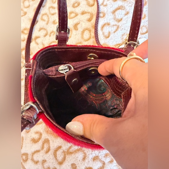 Cecconi Piero Burgundy and Red Mini Crossbody Bag 
Made in Italy. Women’s - Picture 8 of 11